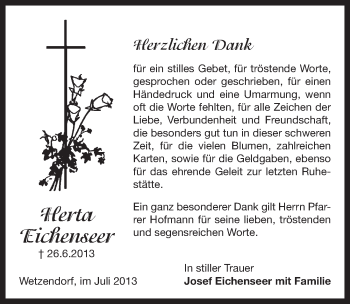 Traueranzeige von Herta Eichenseer von Pegnitz-Zeitung